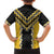 Yellow Niho Taniwha Mix Poutama Family Matching Short Sleeve Bodycon Dress and Hawaiian Shirt Unique Taniko Aotearoa