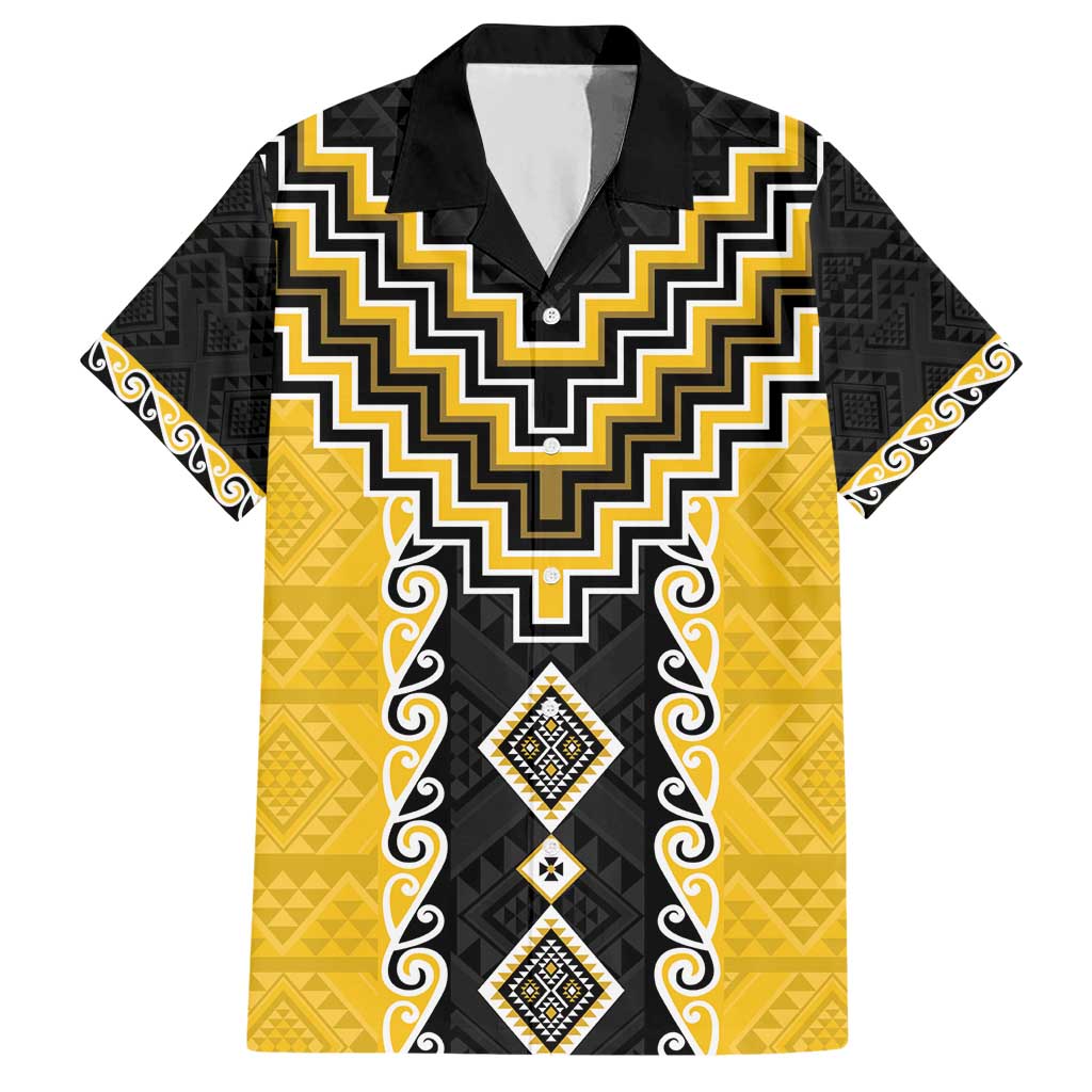 Yellow Niho Taniwha Mix Poutama Hawaiian Shirt Unique Taniko Aotearoa LT01 Yellow - Polynesian Pride