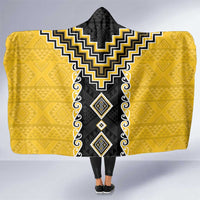 Yellow Niho Taniwha Mix Poutama Hooded Blanket Unique Taniko Aotearoa LT01 One Size Yellow - Polynesian Pride
