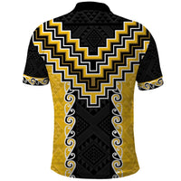 Yellow Niho Taniwha Mix Poutama Polo Shirt Unique Taniko Aotearoa