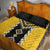 Yellow Niho Taniwha Mix Poutama Quilt Bed Set Unique Taniko Aotearoa