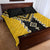 Yellow Niho Taniwha Mix Poutama Quilt Bed Set Unique Taniko Aotearoa