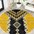 Yellow Niho Taniwha Mix Poutama Round Carpet Unique Taniko Aotearoa