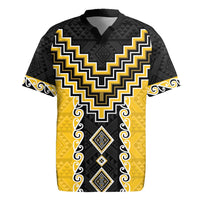 Yellow Niho Taniwha Mix Poutama Rugby Jersey Unique Taniko Aotearoa LT01 Yellow - Polynesian Pride