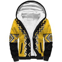 Yellow Niho Taniwha Mix Poutama Sherpa Hoodie Unique Taniko Aotearoa LT01 Unisex Yellow - Polynesian Pride