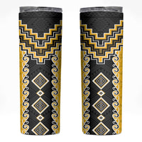 Yellow Niho Taniwha Mix Poutama Skinny Tumbler Unique Taniko Aotearoa