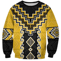 Yellow Niho Taniwha Mix Poutama Sweatshirt Unique Taniko Aotearoa LT01 Unisex Yellow - Polynesian Pride