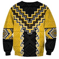 Yellow Niho Taniwha Mix Poutama Sweatshirt Unique Taniko Aotearoa LT01 - Polynesian Pride