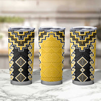 Yellow Niho Taniwha Mix Poutama Tumbler Cup Unique Taniko Aotearoa LT01 - Polynesian Pride