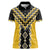 Yellow Niho Taniwha Mix Poutama Women Polo Shirt Unique Taniko Aotearoa