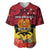 Papua New Guinea Baseball Jersey Bird Of Paradise Mix Polynesian Pattern LT01 Red - Polynesian Pride