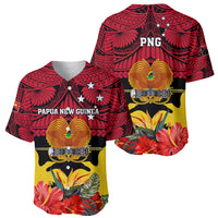 Papua New Guinea Baseball Jersey Bird Of Paradise Mix Polynesian Pattern LT01 - Polynesian Pride