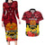 Papua New Guinea Couples Matching Long Sleeve Bodycon Dress and Hawaiian Shirt Bird Of Paradise Mix Polynesian Pattern LT01 Red - Polynesian Pride