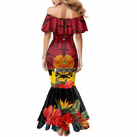 Papua New Guinea Mermaid Dress Bird Of Paradise Mix Polynesian Pattern LT01 - Polynesian Pride