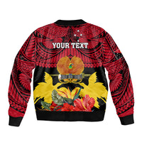 Personalised Papua New Guinea Bomber Jacket Bird Of Paradise Mix Polynesian Pattern LT01 - Polynesian Pride