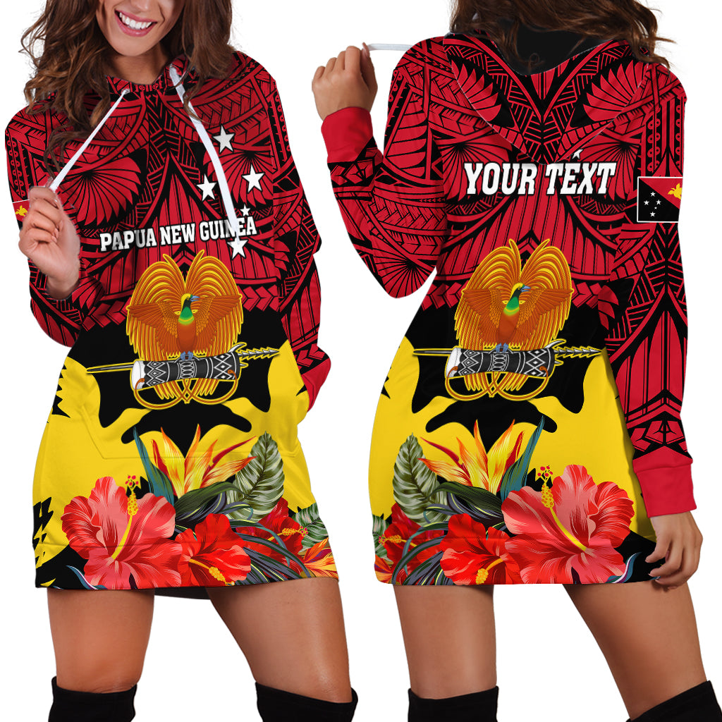 Personalised Papua New Guinea Hoodie Dress Bird Of Paradise Mix Polynesian Pattern LT01 - Polynesian Pride