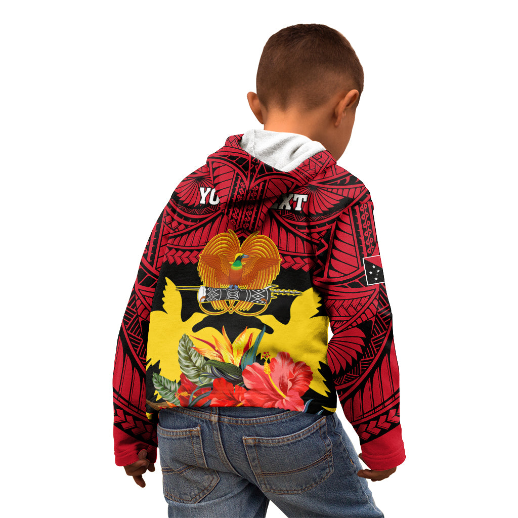 Personalised Papua New Guinea Kid Hoodie Bird Of Paradise Mix Polynesian Pattern LT01 - Polynesian Pride