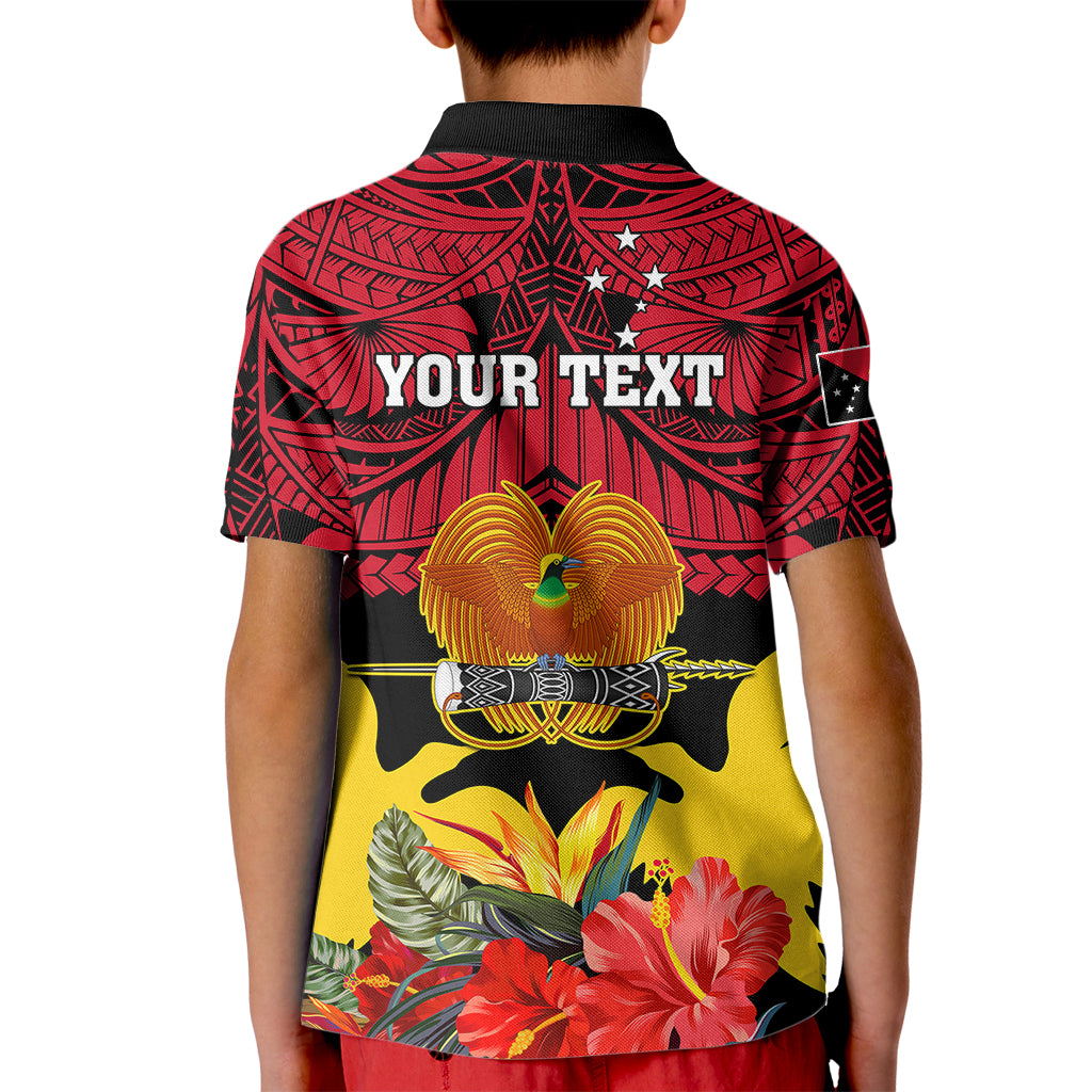 Personalised Papua New Guinea Kid Polo Shirt Bird Of Paradise Mix Polynesian Pattern LT01 - Polynesian Pride