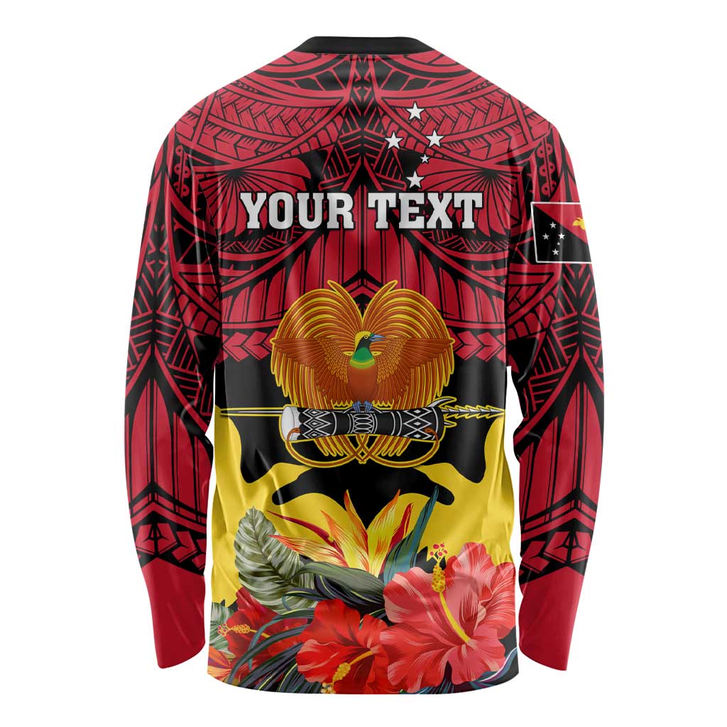 Personalised Papua New Guinea Long Sleeve Shirt Bird Of Paradise Mix Polynesian Pattern LT01 - Polynesian Pride