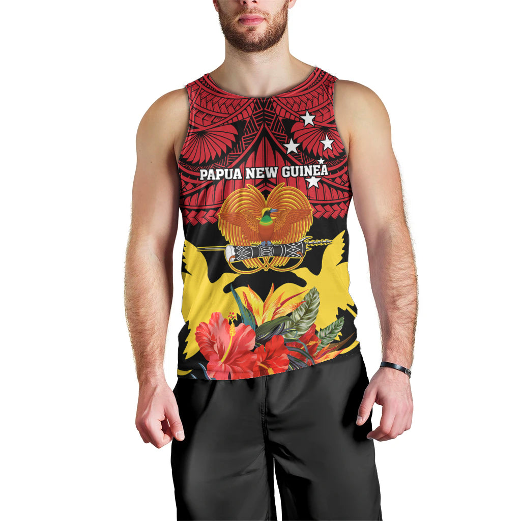 Personalised Papua New Guinea Men Tank Top Bird Of Paradise Mix Polynesian Pattern LT01 - Polynesian Pride