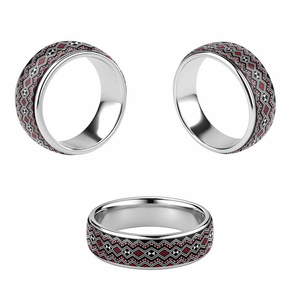 Aotearoa Red Taniko Pattern Special Classic Ring - Polynesian Pride
