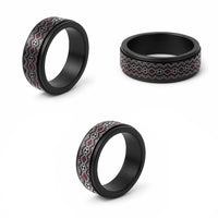 Aotearoa Red Taniko Pattern Special Spinner Ring - Polynesian Pride