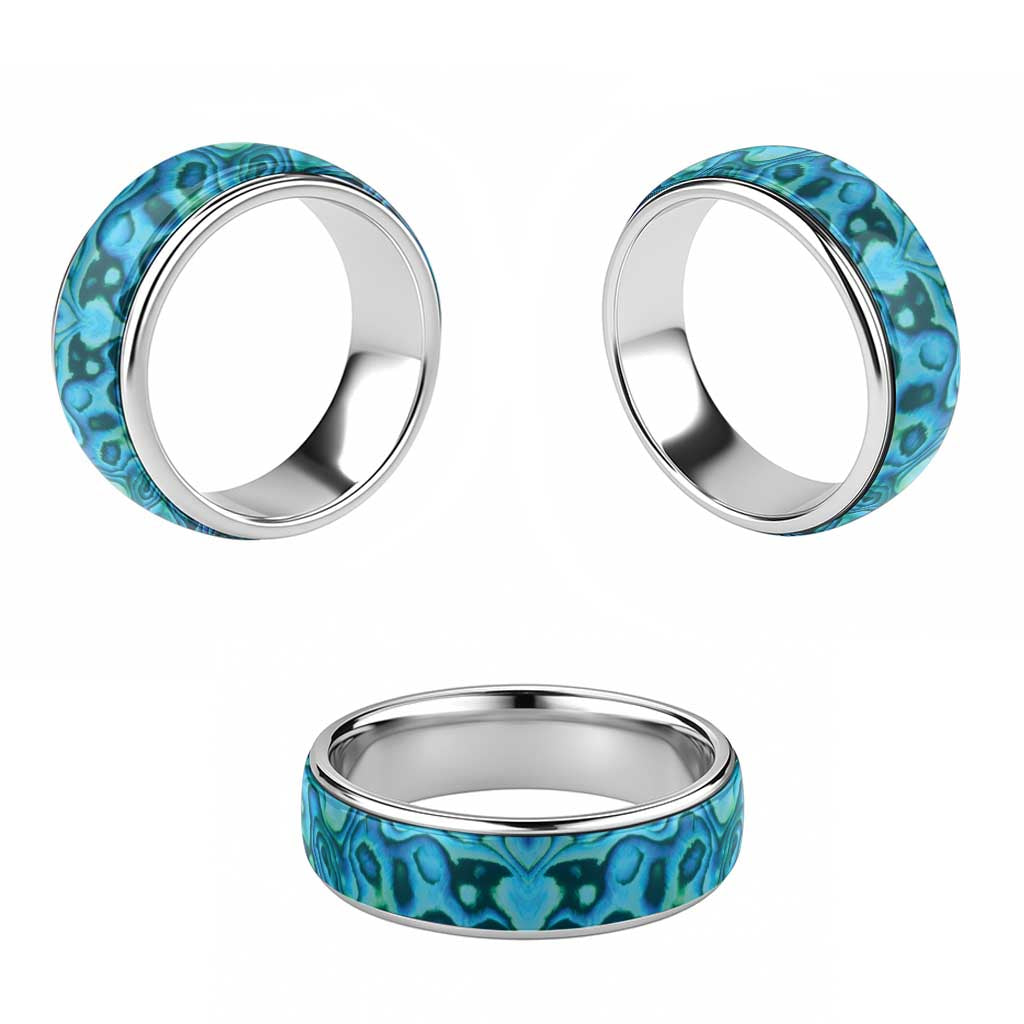 Turquoise Paua Shell Pattern Unique Classic Ring LT01 - Polynesian Pride