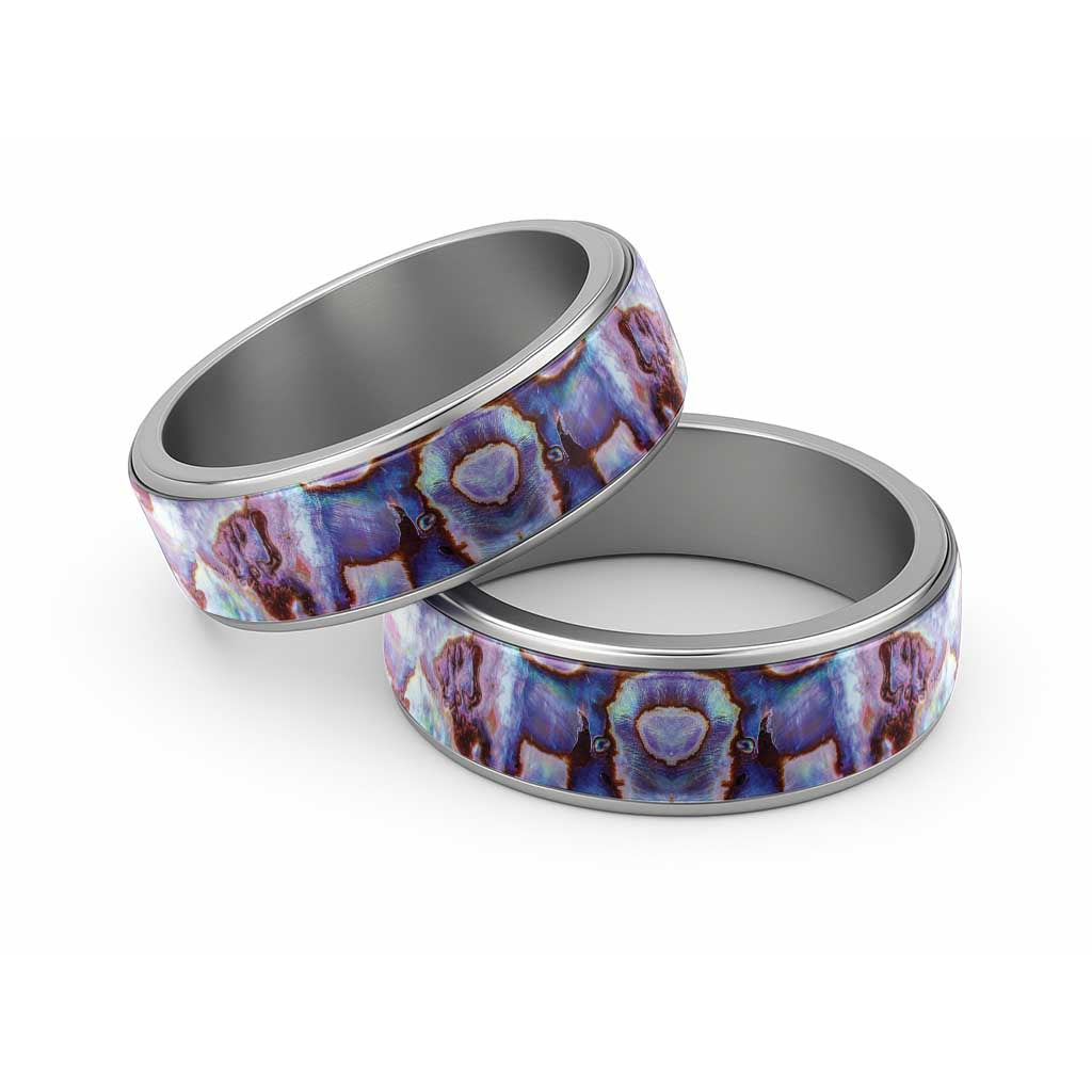 Purple Pastel Paua Shell Pattern Unique Classic Ring LT01 Sliver Purple - Polynesian Pride