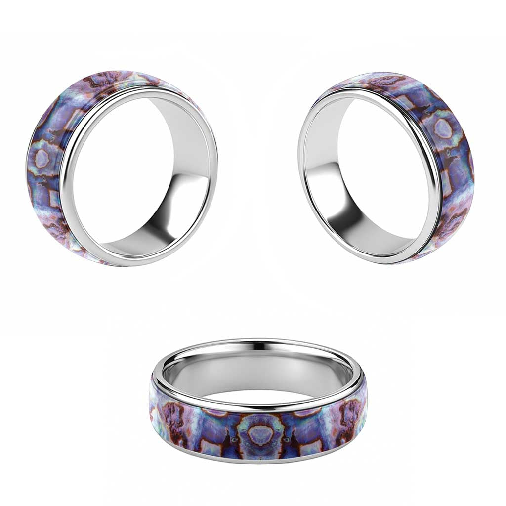 Purple Pastel Paua Shell Pattern Unique Classic Ring LT01 - Polynesian Pride