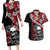 Hawaii Halloween Couples Matching Long Sleeve Bodycon Dress and Hawaiian Shirt Hibiscus Skull Kakau Pattern LT01 Red - Polynesian Pride