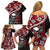 Hawaii Halloween Family Matching Off Shoulder Short Dress and Hawaiian Shirt Hibiscus Skull Kakau Pattern LT01 - Polynesian Pride