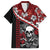 Hawaii Halloween Family Matching Off Shoulder Short Dress and Hawaiian Shirt Hibiscus Skull Kakau Pattern LT01 Dad's Shirt - Short Sleeve Red - Polynesian Pride