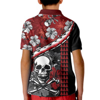 Hawaii Halloween Kid Polo Shirt Hibiscus Skull Kakau Pattern LT01 - Polynesian Pride