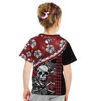Hawaii Halloween Kid T Shirt Hibiscus Skull Kakau Pattern LT01 - Polynesian Pride