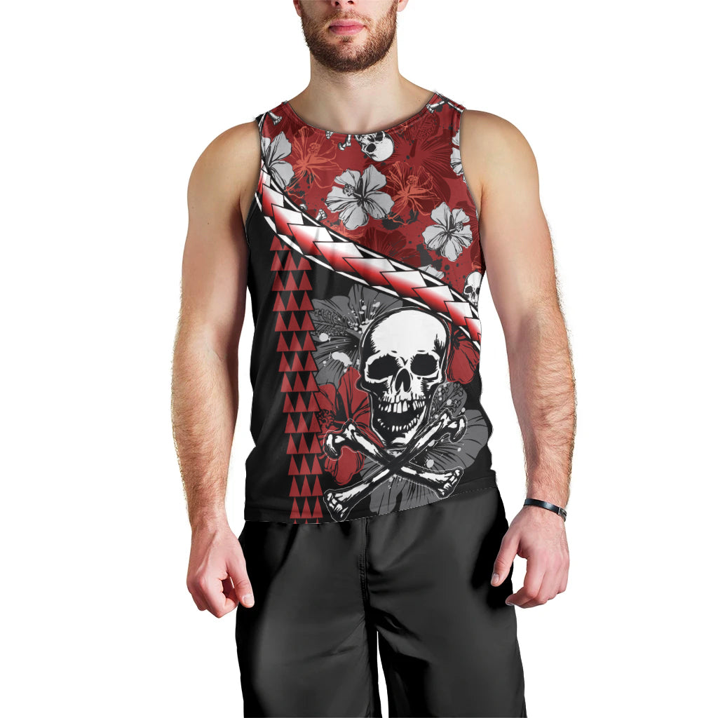 Hawaii Halloween Men Tank Top Hibiscus Skull Kakau Pattern LT01 - Polynesian Pride