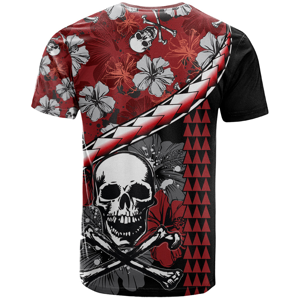 Hawaii Halloween T Shirt Hibiscus Skull Kakau Pattern LT01 - Polynesian Pride