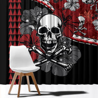 Hawaii Halloween Window Curtain Hibiscus Skull Kakau Pattern LT01 - Polynesian Pride