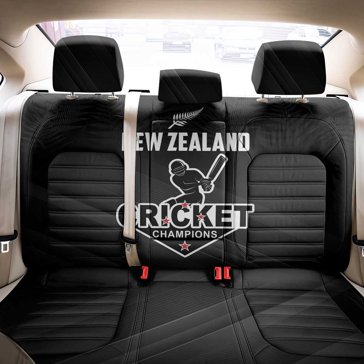 New Zealand Cricket Back Car Seat Cover Aotearoa Black Cap Come On