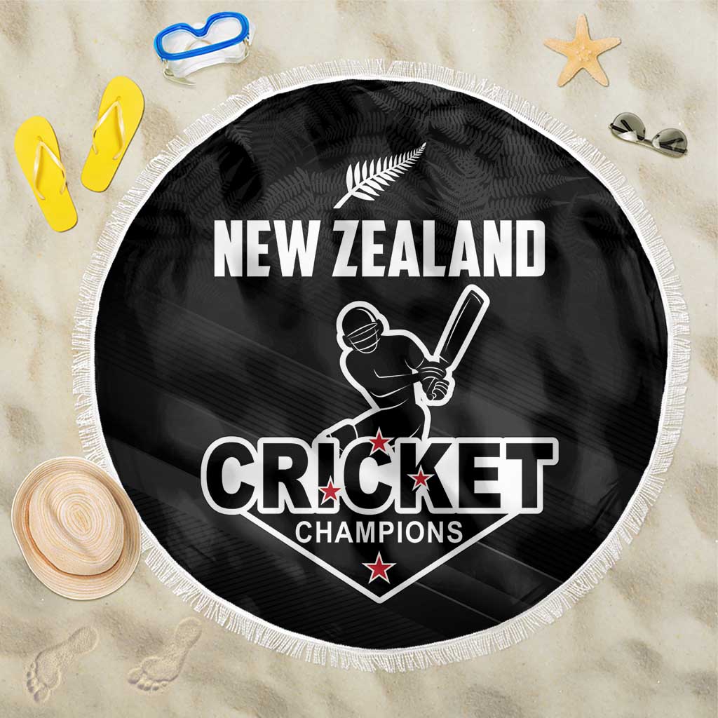 New Zealand Cricket Beach Blanket Aotearoa Black Cap Come On LT01 One Size 150cm Black - Polynesian Pride
