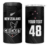 Custom New Zealand Cricket 4 in 1 Can Cooler Tumbler Aotearoa Black Cap Come On