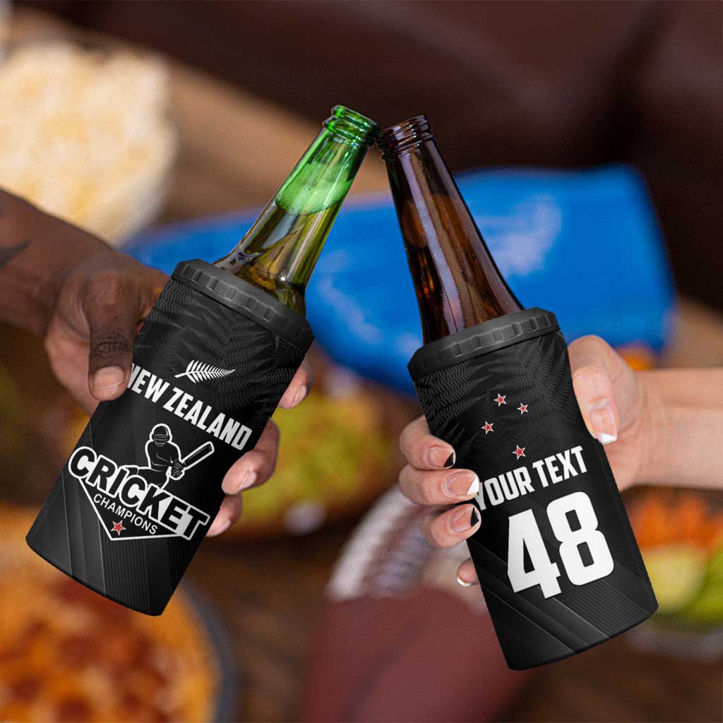 Custom New Zealand Cricket 4 in 1 Can Cooler Tumbler Aotearoa Black Cap Come On