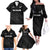 Custom New Zealand Cricket Family Matching Off The Shoulder Long Sleeve Dress and Hawaiian Shirt Aotearoa Black Cap Come On