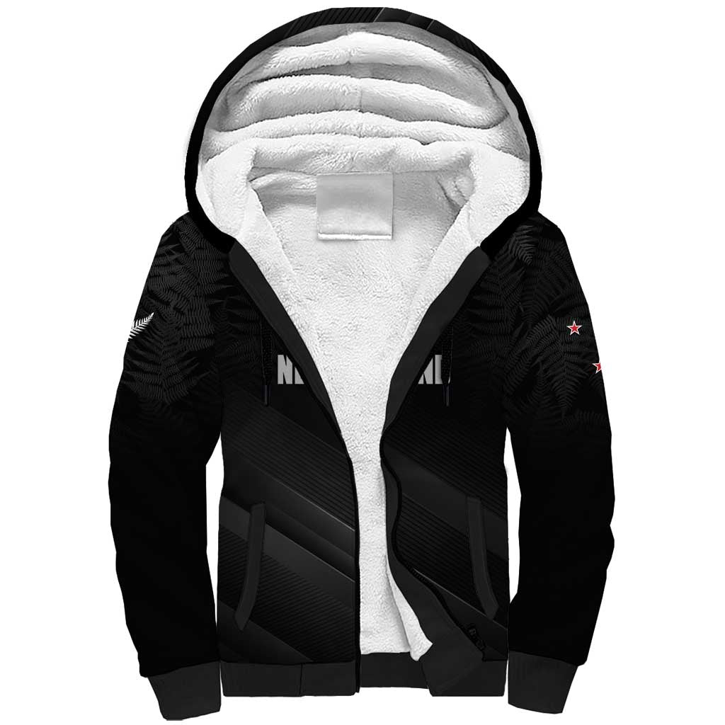 Custom New Zealand Cricket Sherpa Hoodie Aotearoa Black Cap Come On