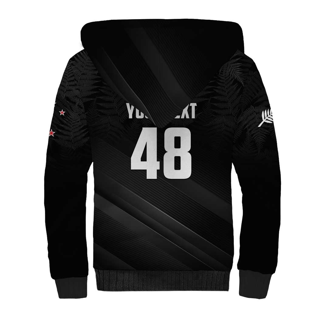 Custom New Zealand Cricket Sherpa Hoodie Aotearoa Black Cap Come On