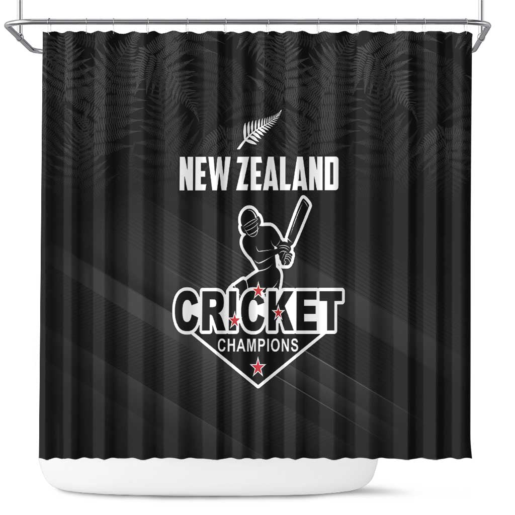 New Zealand Cricket Shower Curtain Aotearoa Black Cap Come On