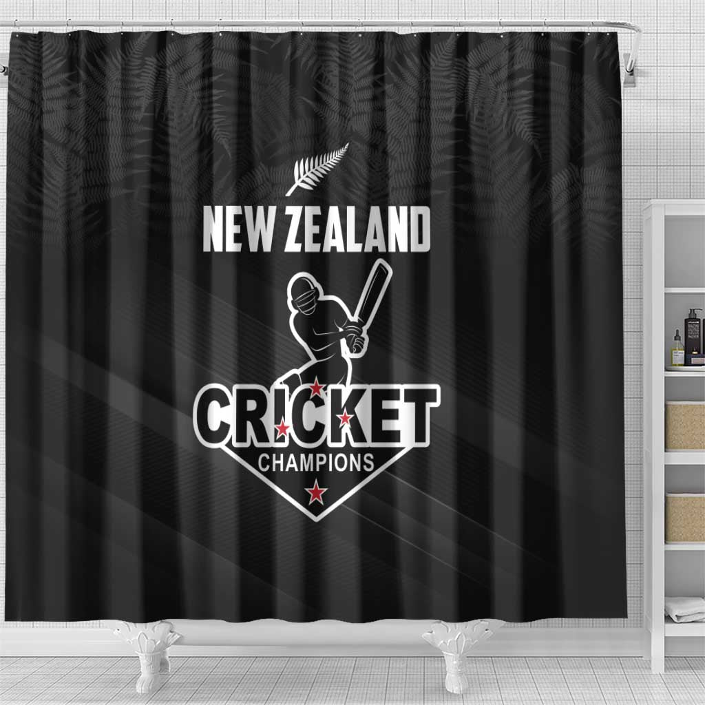 New Zealand Cricket Shower Curtain Aotearoa Black Cap Come On