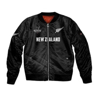 Custom New Zealand Cricket Sleeve Zip Bomber Jacket Aotearoa Black Cap Come On