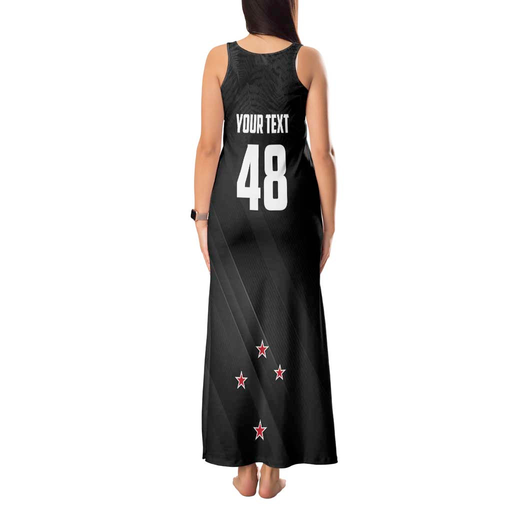 Custom New Zealand Cricket Tank Maxi Dress Aotearoa Black Cap Come On