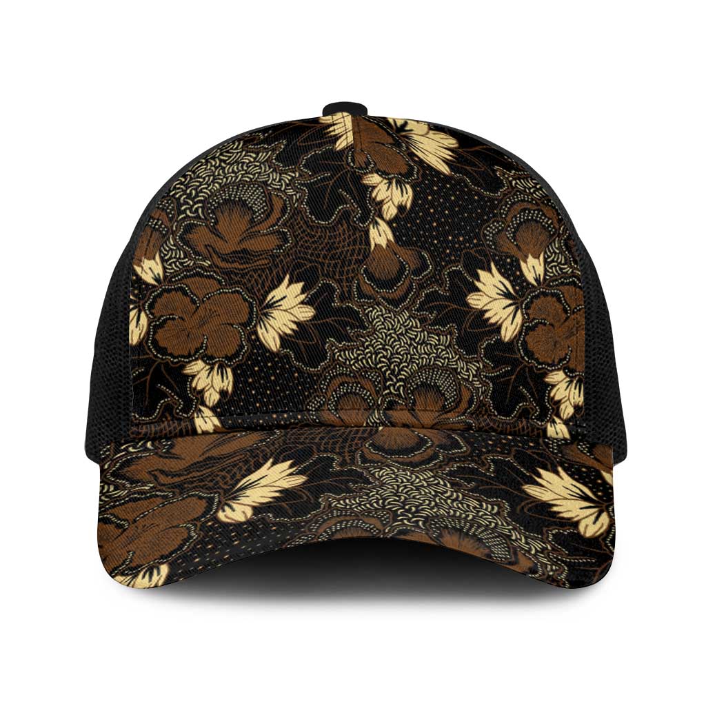 Javanese Batik Semen Baseball Net Cap Indonesian Traditional Pattern LT01 One Size Black Black - Polynesian Pride