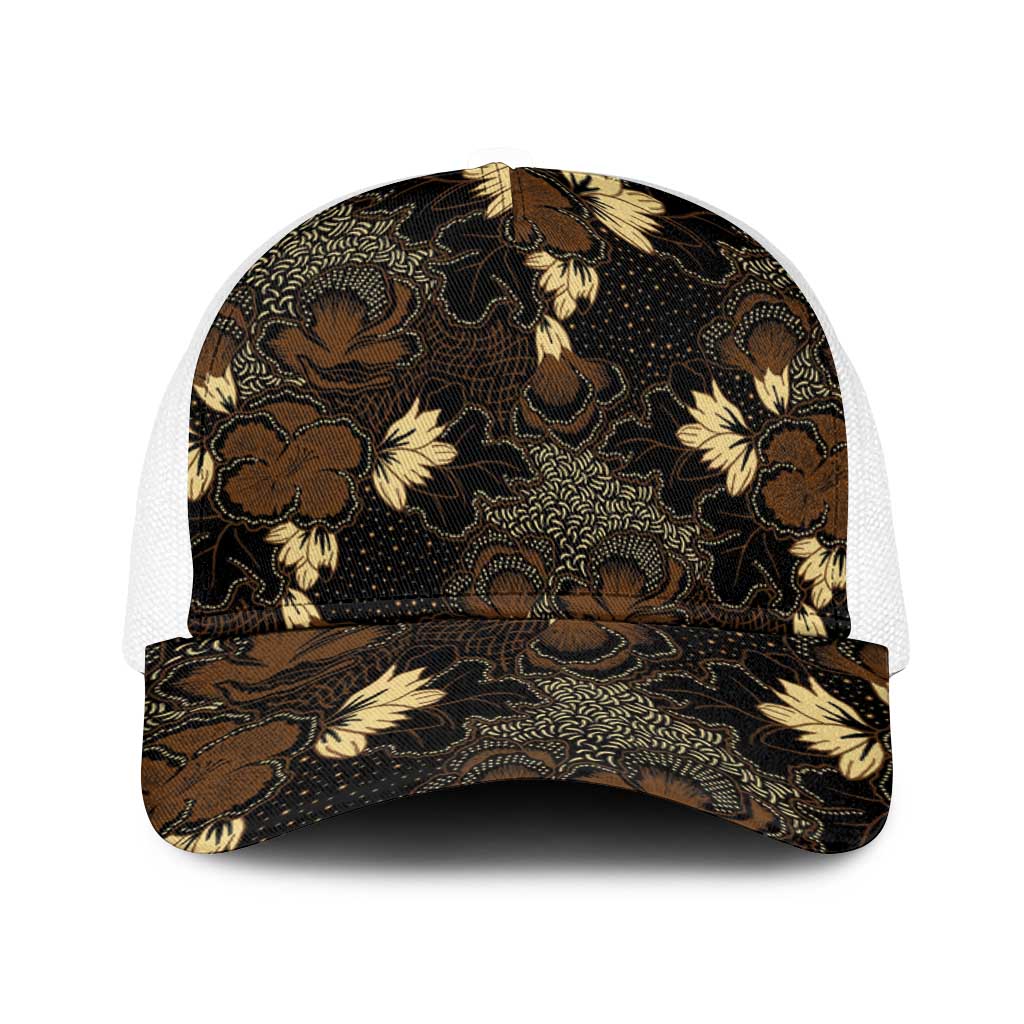 Javanese Batik Semen Baseball Net Cap Indonesian Traditional Pattern LT01 One Size White Black - Polynesian Pride